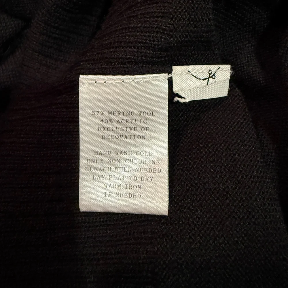 LOFT Black Merino Wool‎ Sweater Dress with Velvet Belt